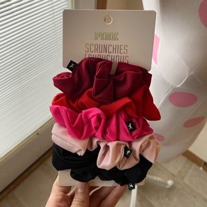PINK Hair Scrunchies - Set of 5